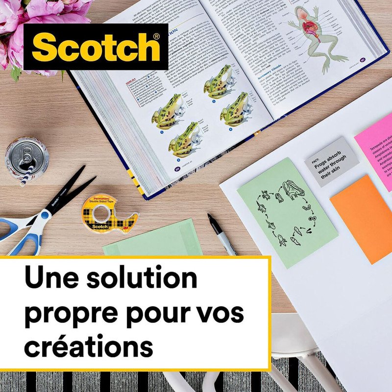 Dévidoir adhésif Scotch double face avec rouleau - Longueur 6,3 m