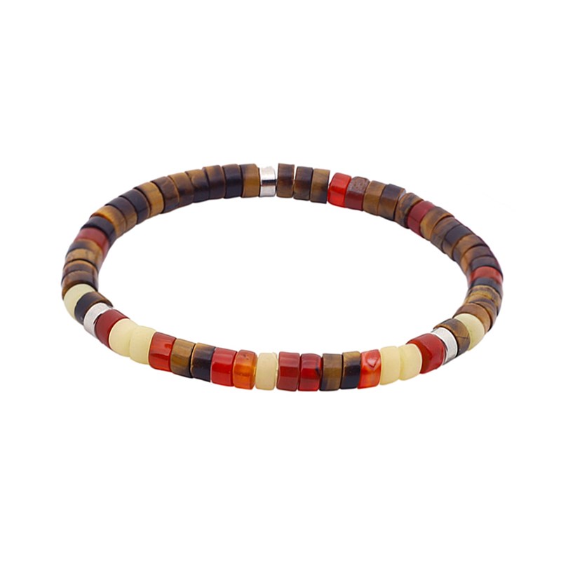 Bracelet Perles Heishi oeil De Tigre Jaspe Jaune Clair Agate Rouge-enfant-12cm