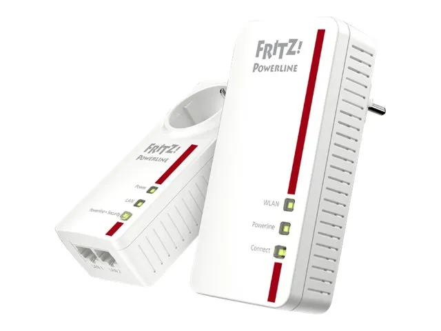 AVM FRITZ!Powerline 1260E - WLAN Set - powerline-adaptersæt 1GbE, HomePlug AV (HPAV) 2.0, IEEE 1901 - Wi-Fi 5 - Dual Band - kan sluttes til vægstik