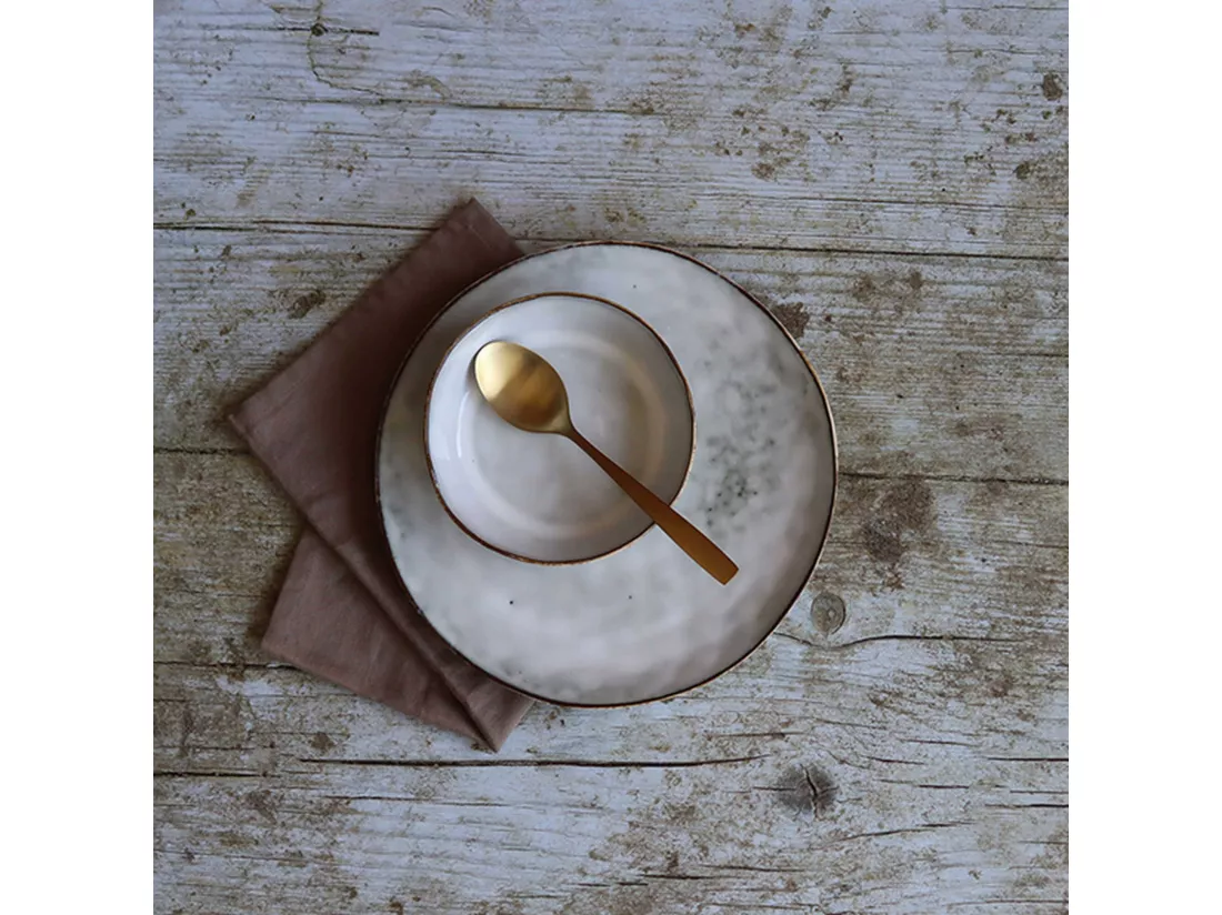 Ogo Living - Lot 6 Assiettes Plates Boral 27.5cm En Gres Beige Clair