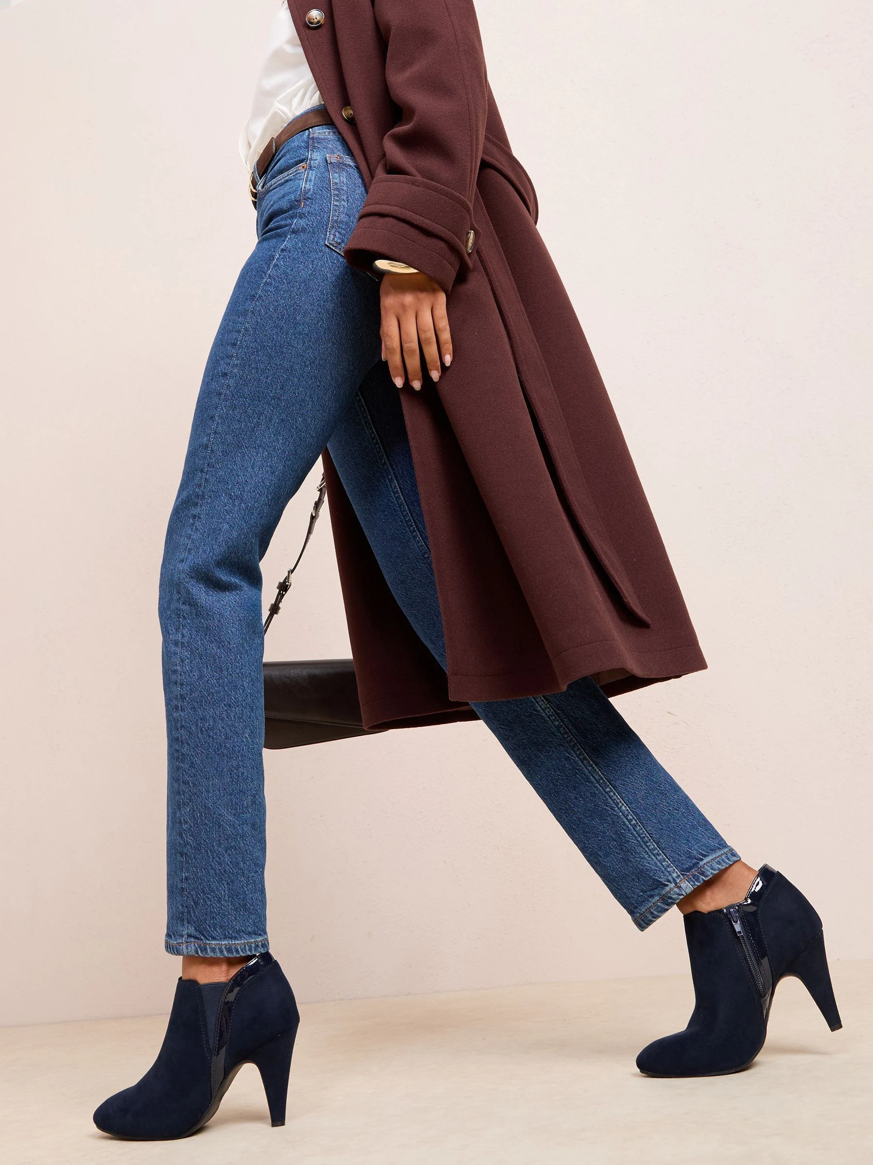 Marineblauw - Friends Like These Mid Heel Mix Material Ankle Boots