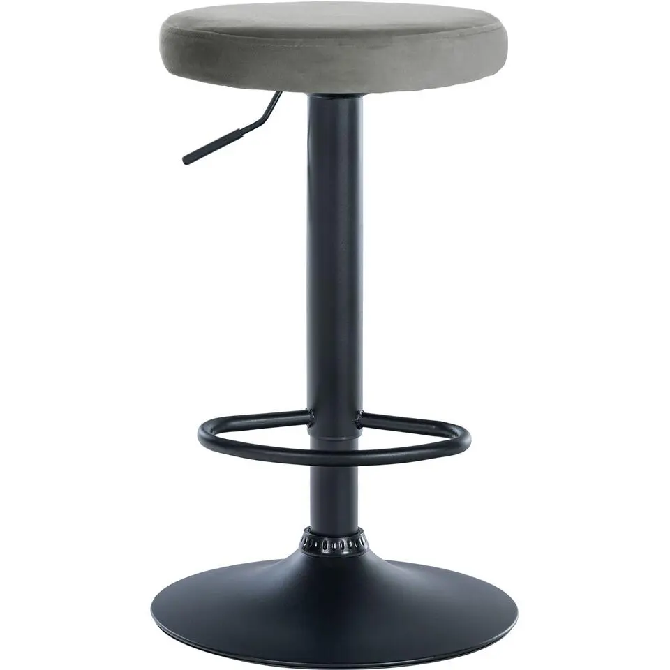 CLP Barkruk Ponte zwart Frame - Fluweel - grijs