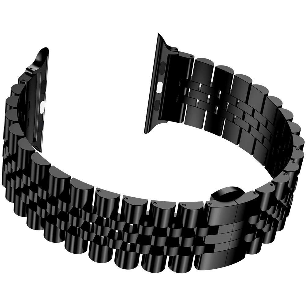 Apple Watch (49/46/45/44 mm) Klassisches Edelstahl Armband mit Butterfly Verschluss - Schwarz