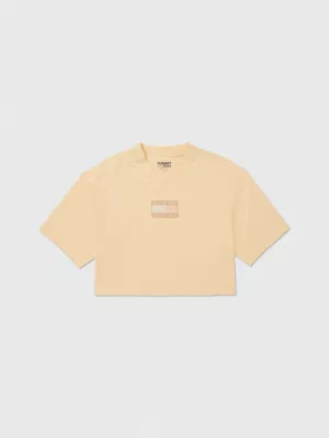 Camiseta com estampa gráfica adaptativa de logotipo tonal nas costas