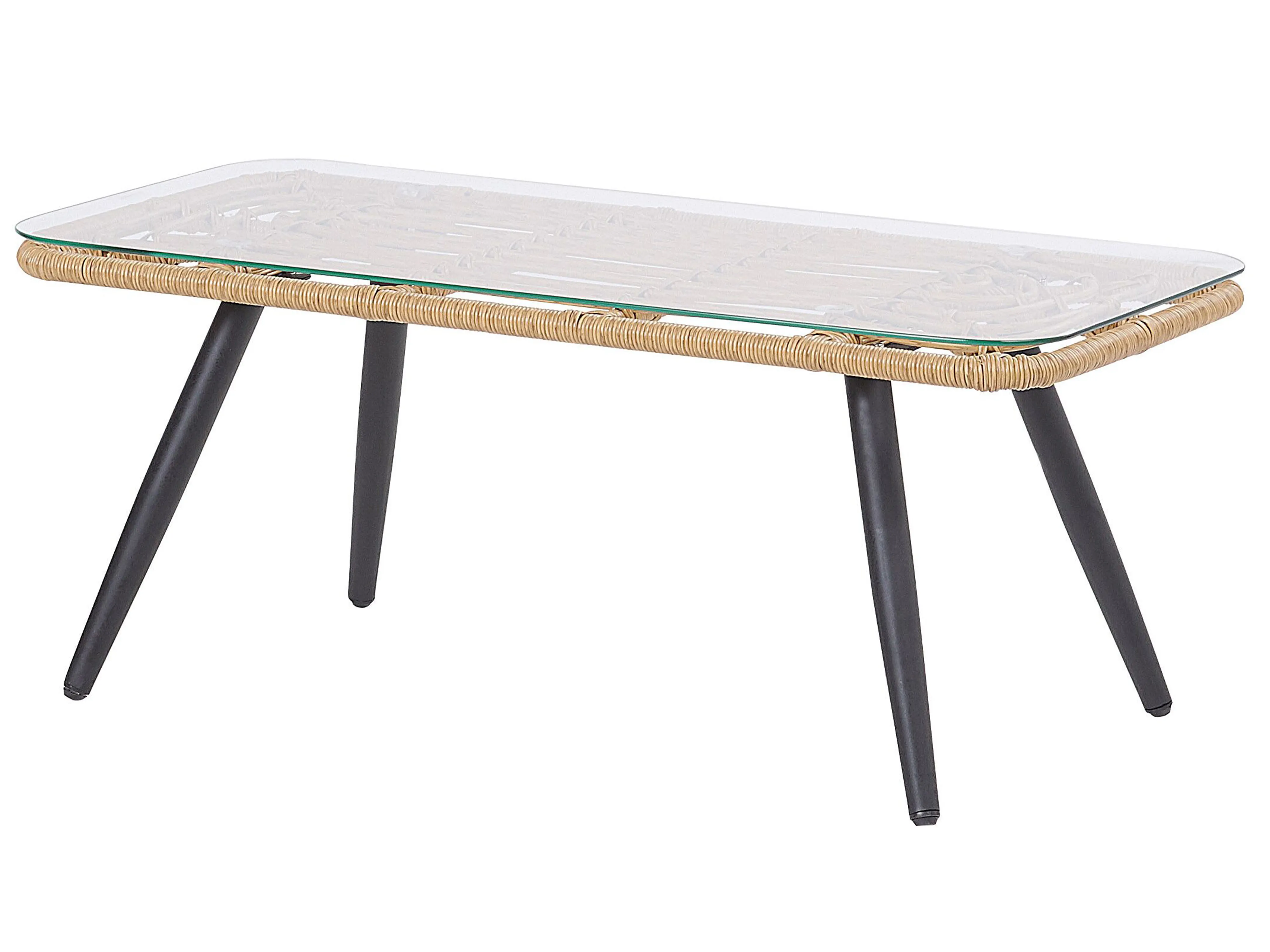 Loungeset met tafel 4-zits FOBELLO PE rotan Beige