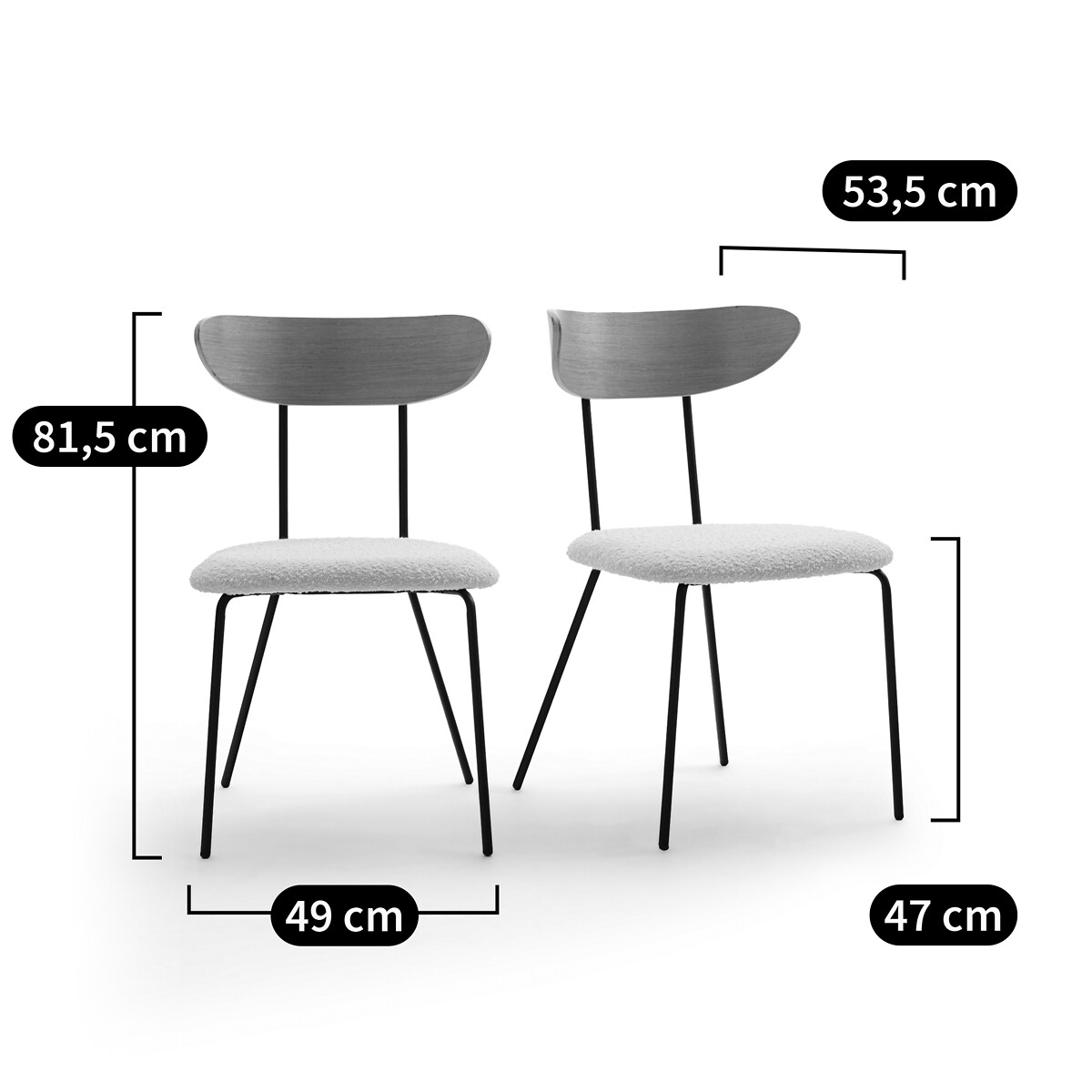 LA REDOUTE INTERIEURS<br>Conjunto de 2 cadeiras bouclette, Russel