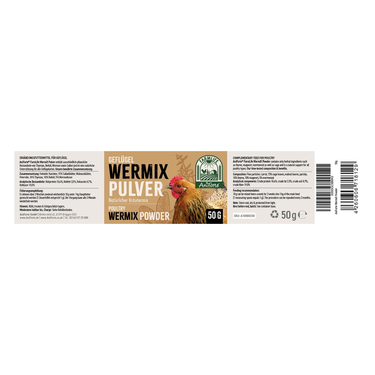 AniForte Wermix für Hühner & Co 50g
