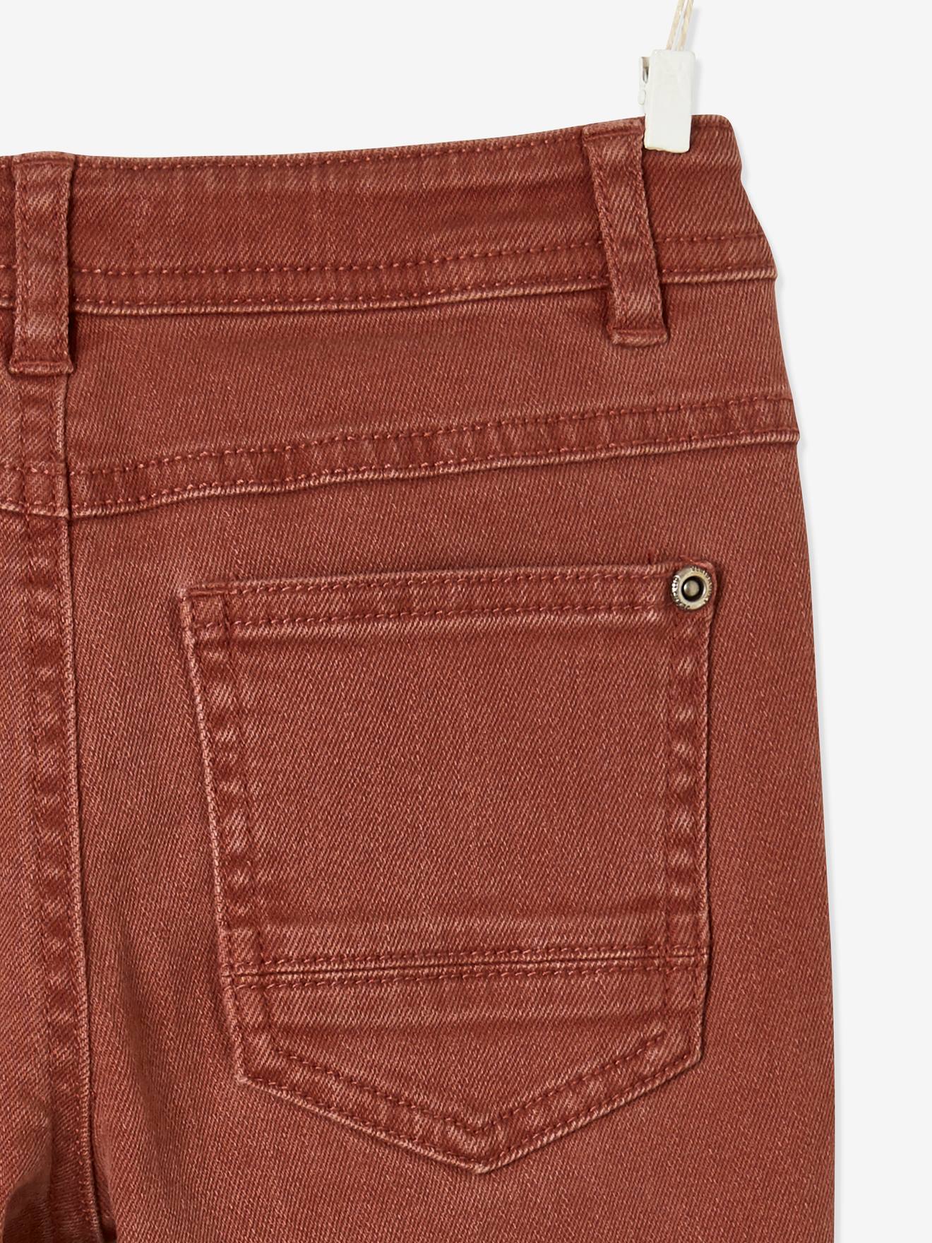 Calças MorphologiK slim-fit, para quadris largos, modelo STRONG, para meninos, verde-escuro liso com estampas.