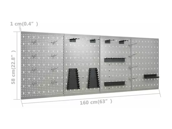 Prolenta Premium - Panneaux perforés muraux 4 pcs 40x58 cm Acier
