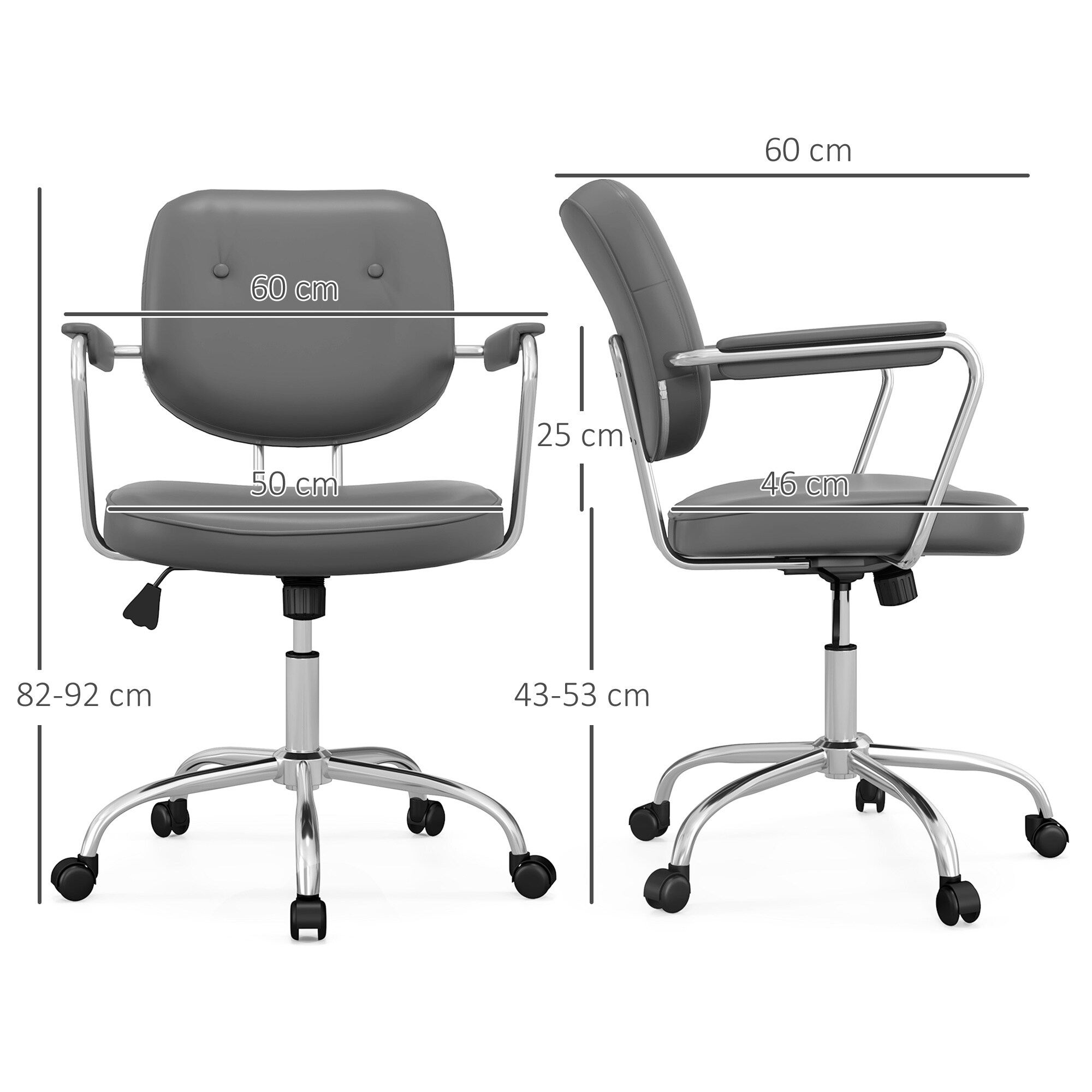 Vinsetto Bürostuhl mit Neigungsfunktion beige 60L x 60B x 92Hcm