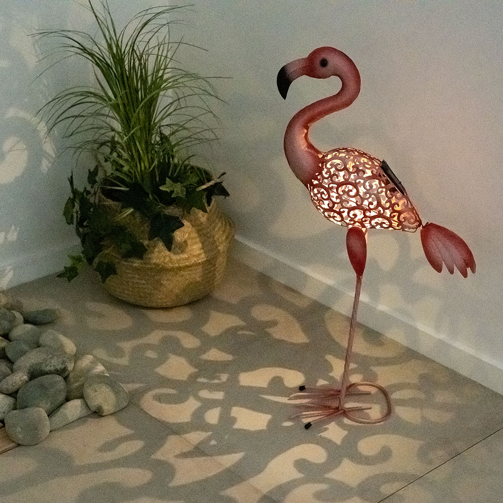 LED Solarleuchte, Flamingo, pink, Höhe 74 cm