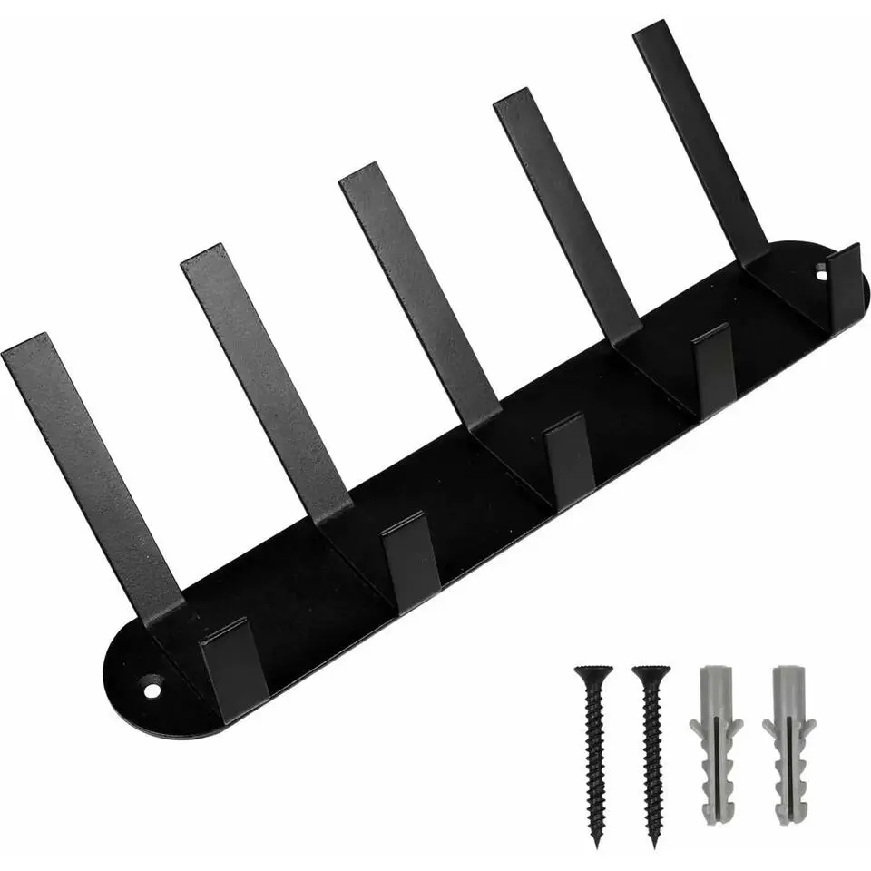 Benson Kapstok - zwart - metaal - 5 haken - wandkapstok - 30 cm