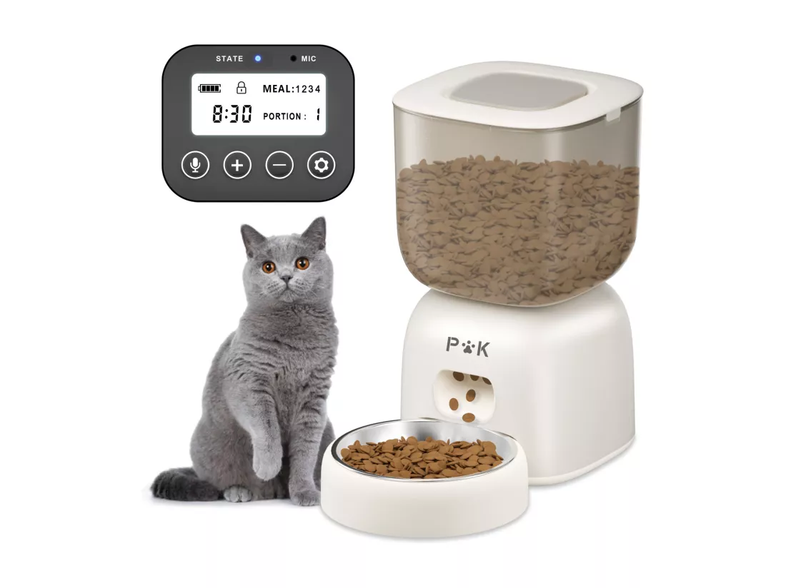 3L Distributeur Croquettes Automatique pour Chat et Chien - Mangeoire Automatique pour Chat et Chien, Peut Nourrir 4 Repas par Jour