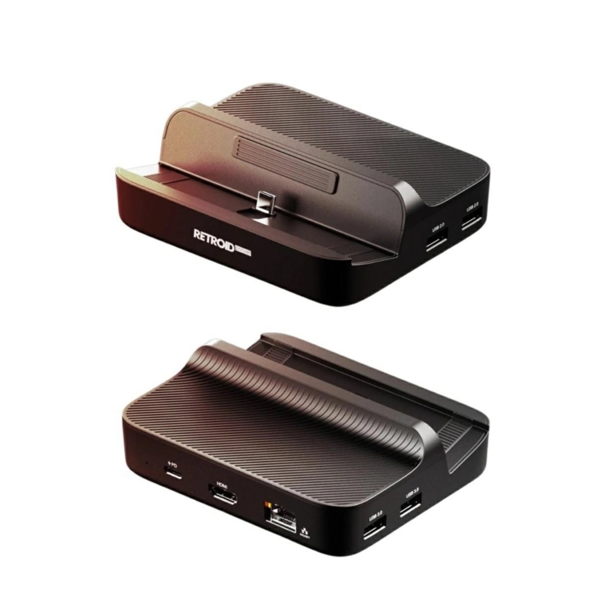 Retroid - Ladestation Docking Station Stand 4K@60Hz mit LAN / PD / USB-A für Retroid Pocket 5 Konsole - Schwarz