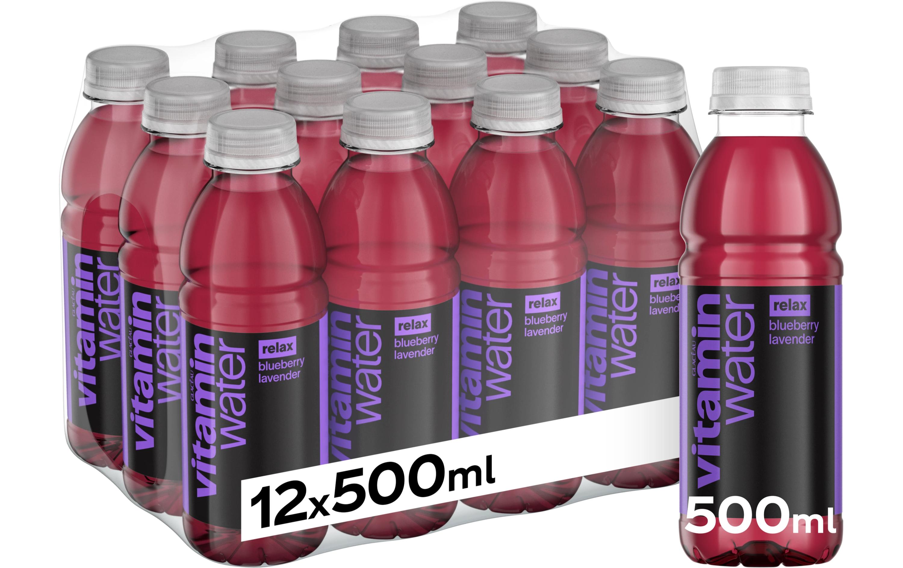Glacéau Vitamin Water Relax Heidelbeere&Lavendel 12 x 0.5 lKalorienarmes Erfrischungsgetränk ohne Kohlensäure