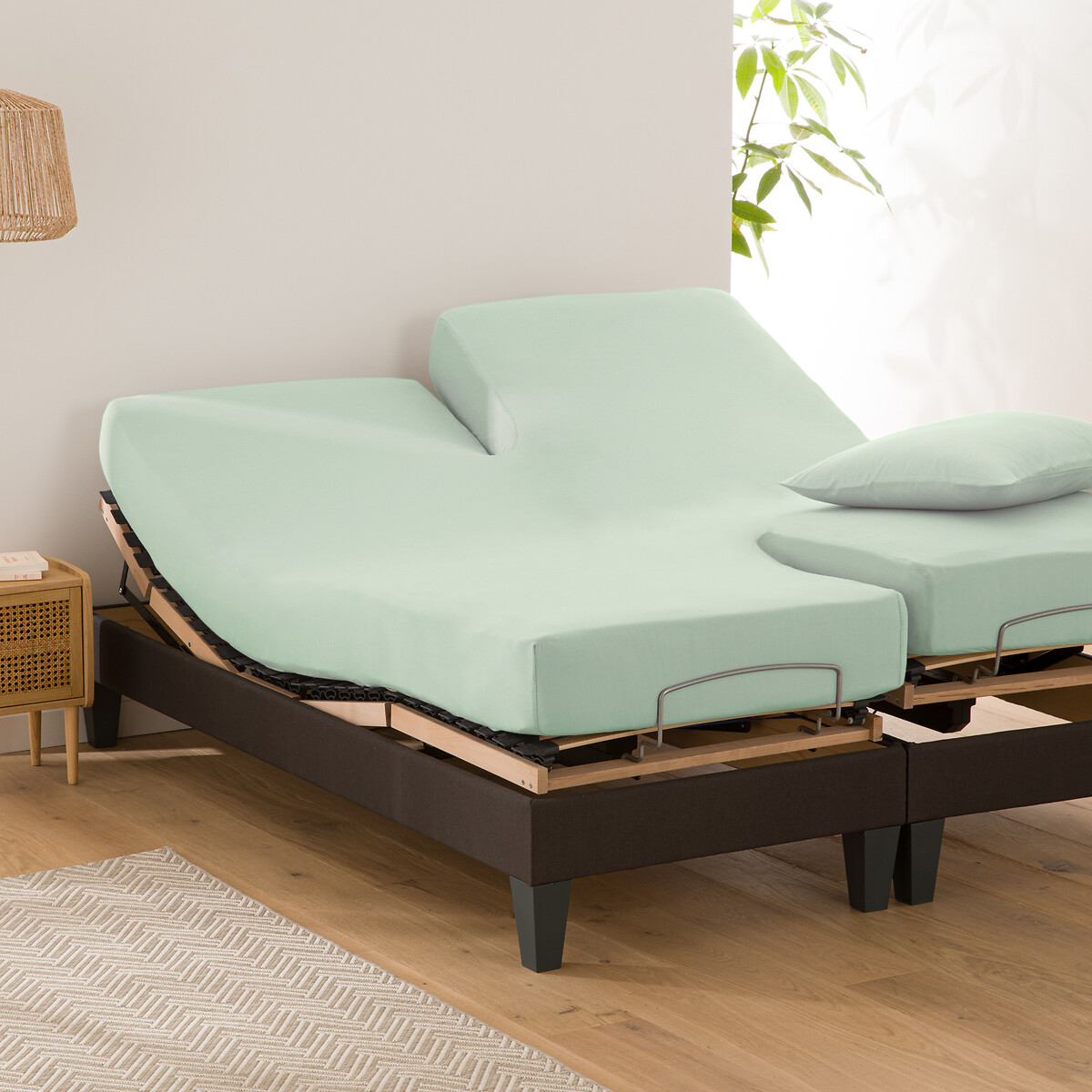 LA REDOUTE INTERIEURS<br>Lençol de algodão liso com elástico, base de cama ajustável, Scenario