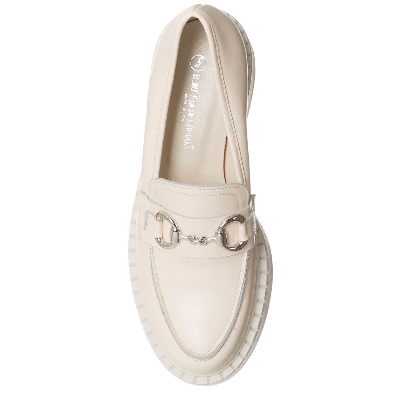 Loretta Pettinari Mocassins en Cuir Fortunata écrus - Talon 4 cm