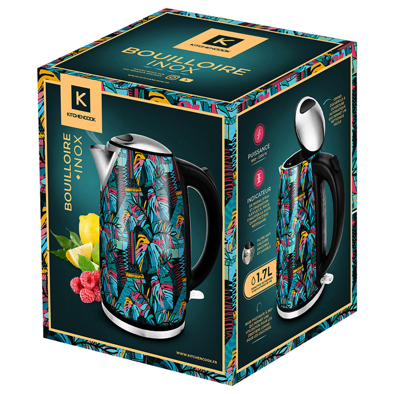 Kitchencook Bouilloire électrique loro multicolore