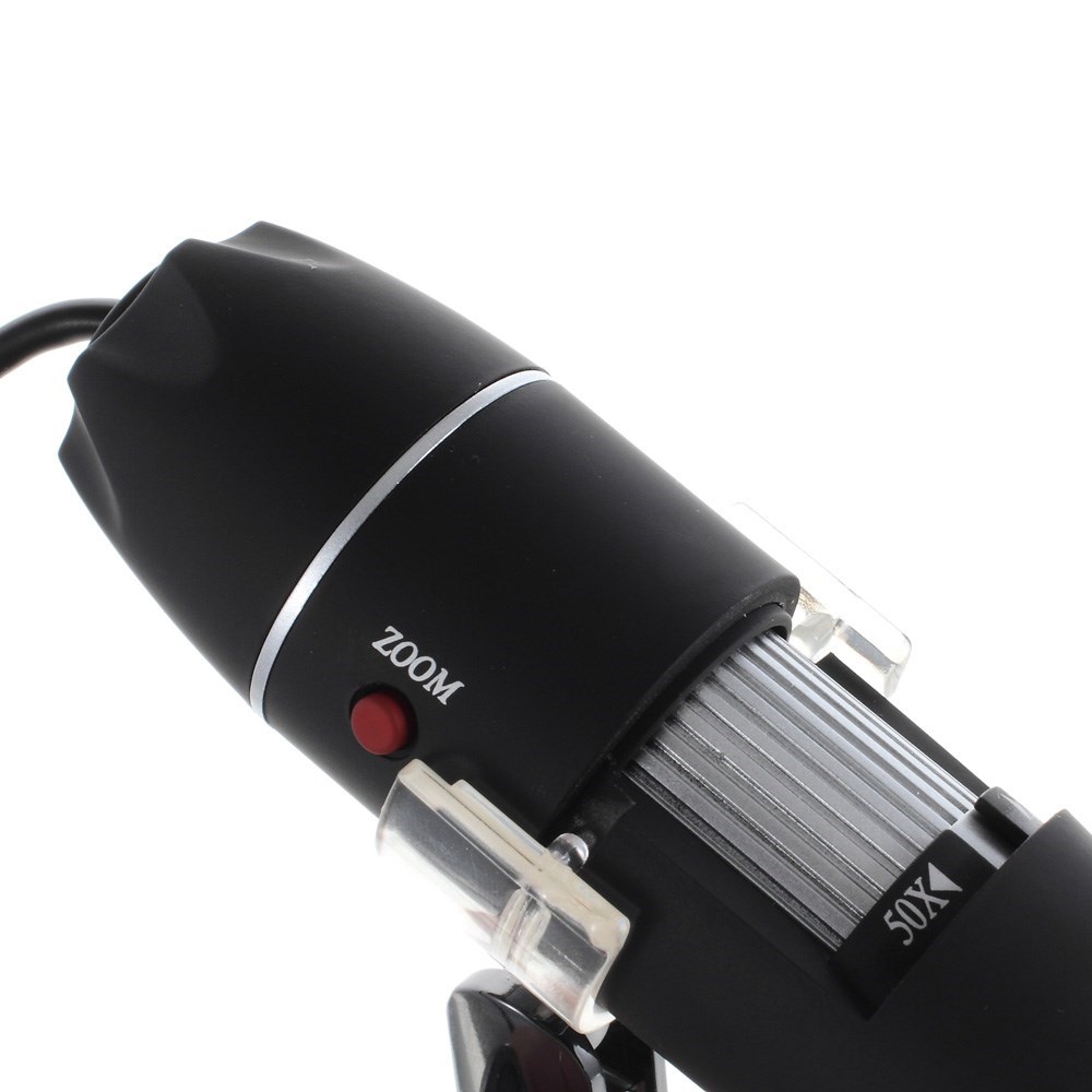 Portables USB 2.0 8-LED Digital Mikroskop (50x-500x) 1.3MP Video Kamera - Schwarz