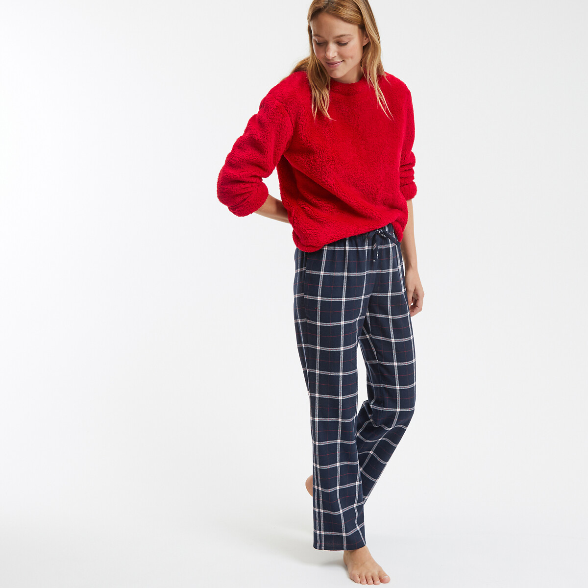 SO'HOME<br>Pijama em sherpa e flanela, com estampa xadrez