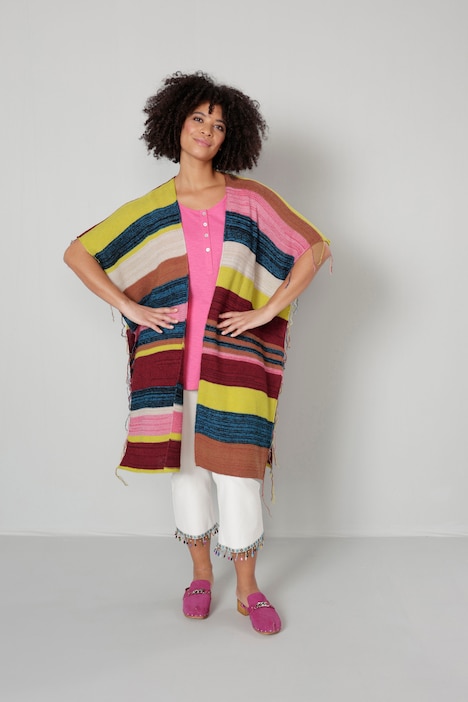 Poncho, oversized, Fransen