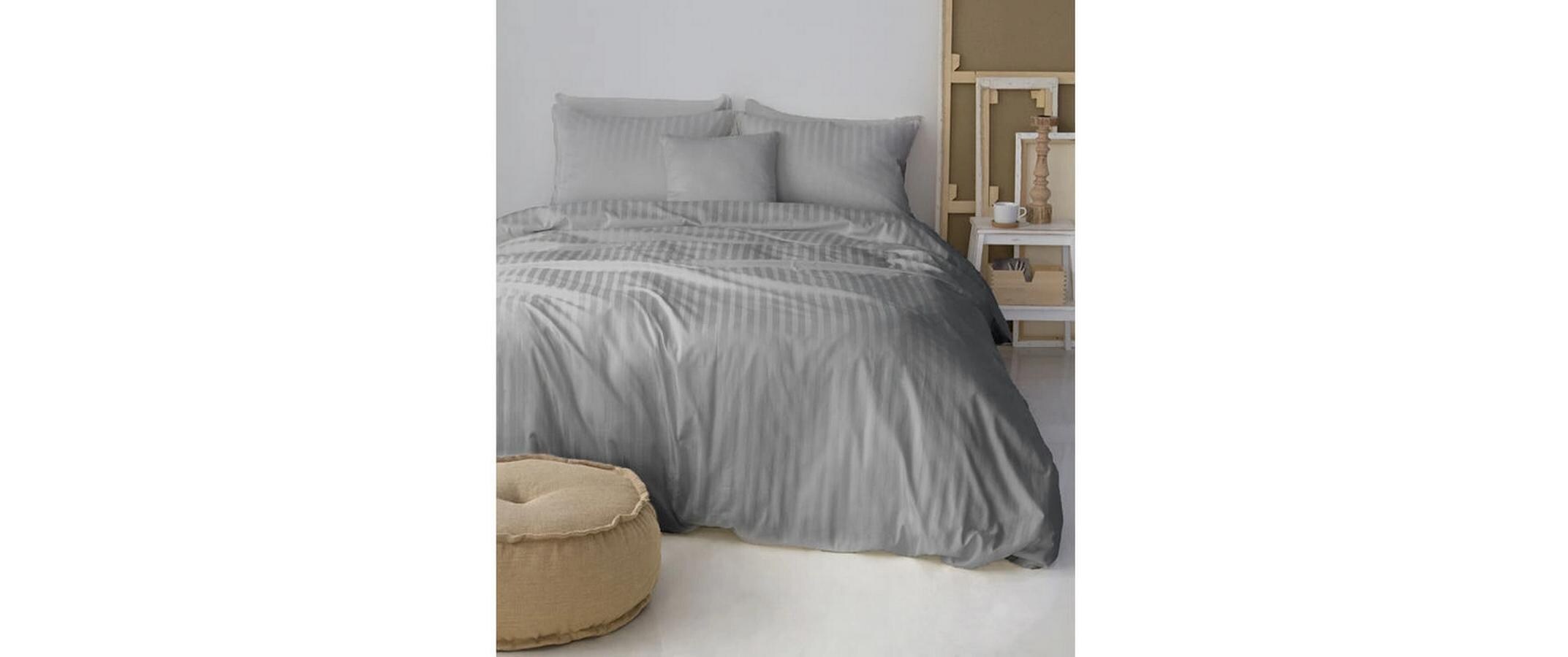 Duvetbezug Bio Organic 160 x 210 cm, Grau<br>Satinbettwäsche