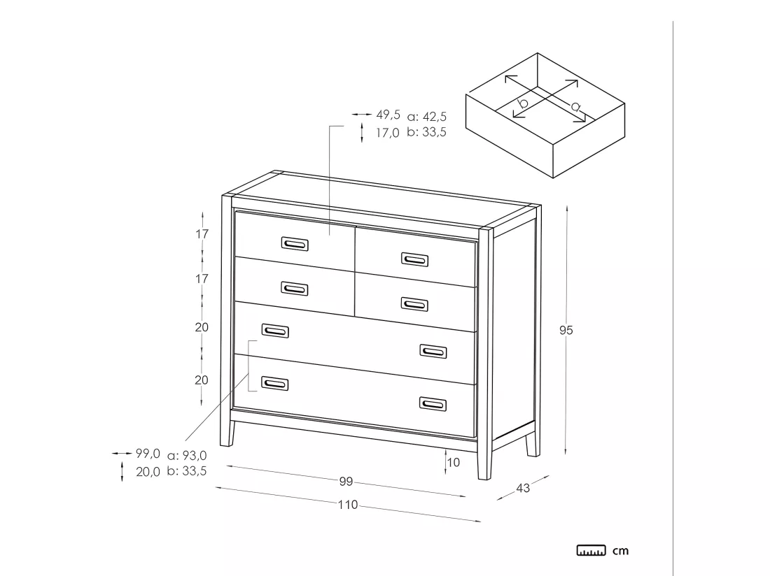 Commode effet bois blanc 110x95