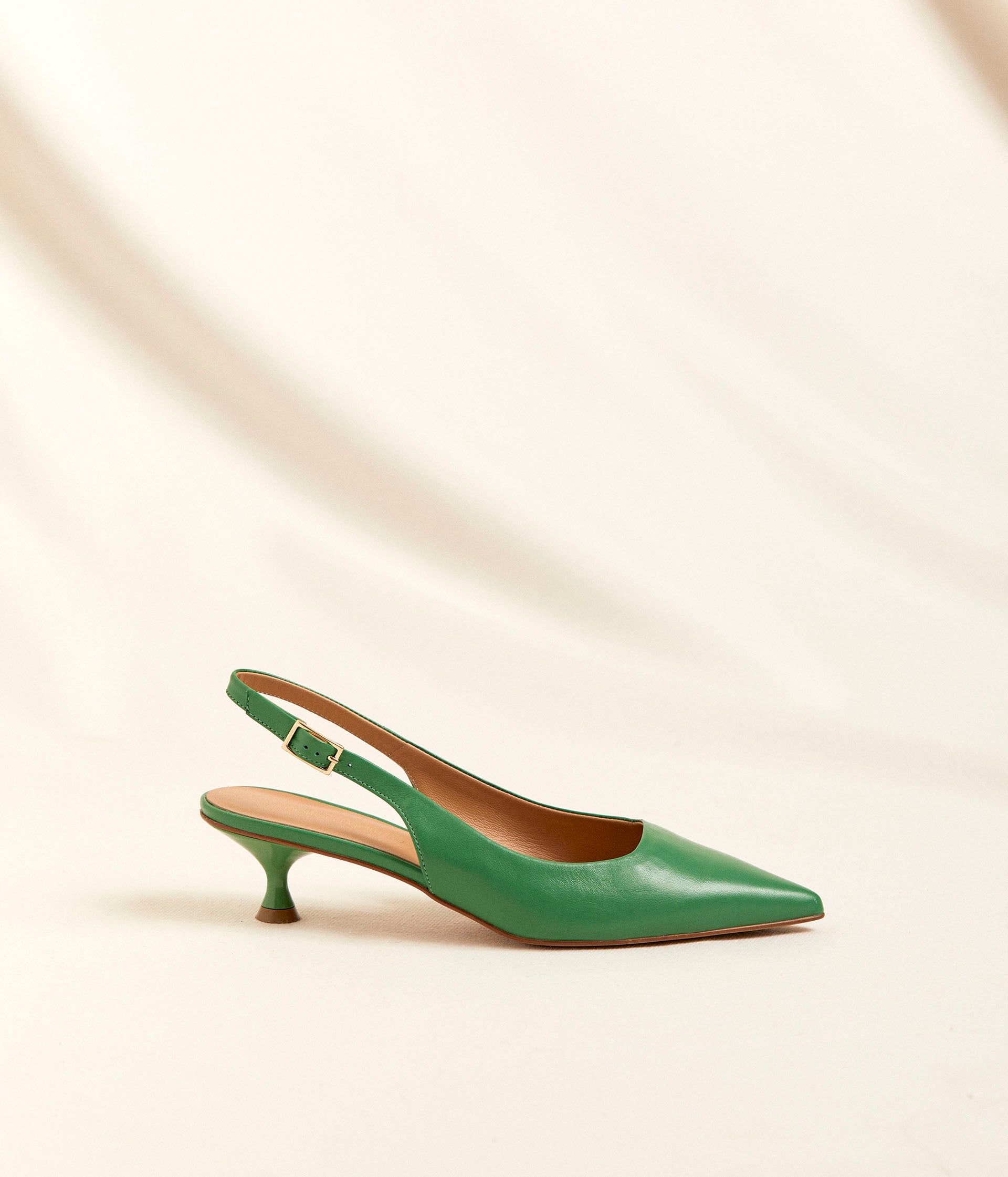 Slingback cuir vert Esmé