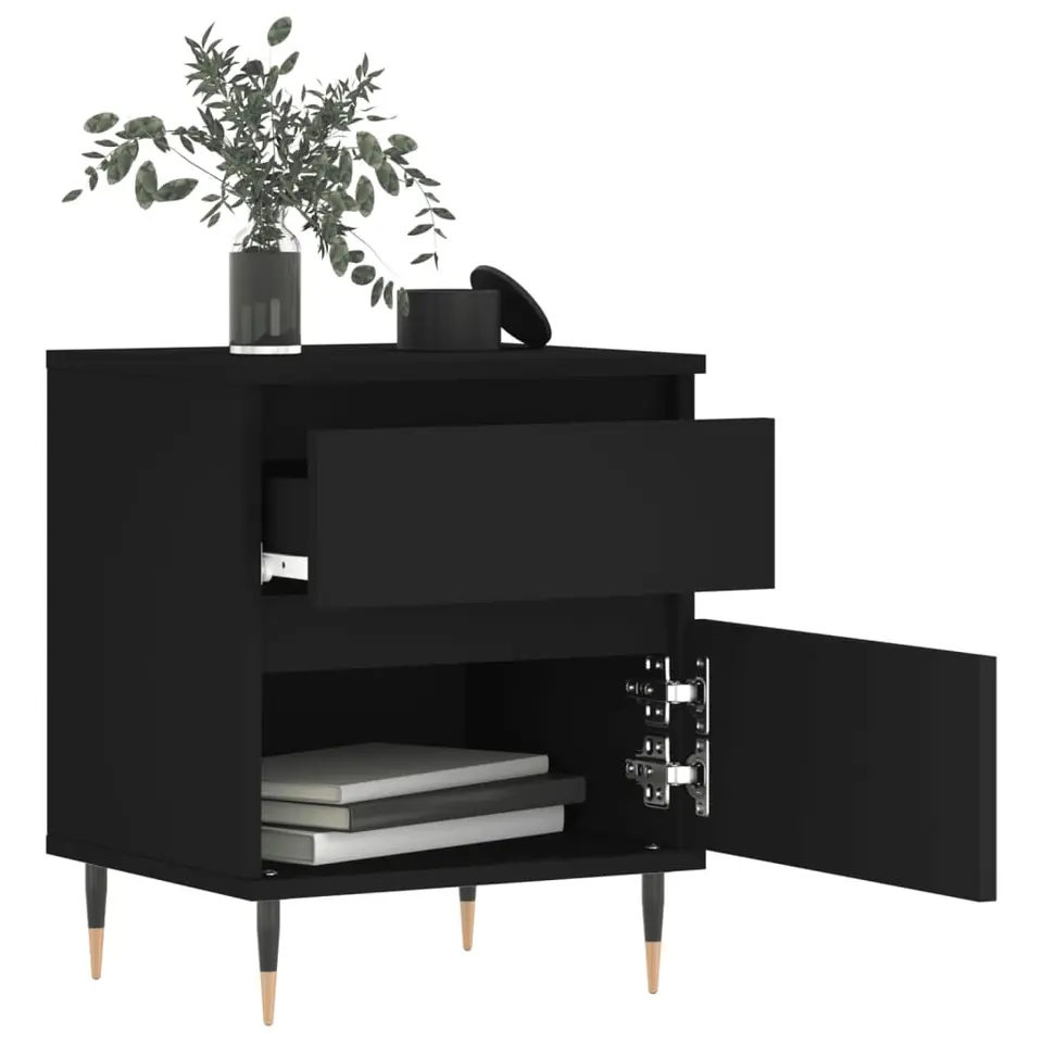 vidaXL - Nachtkastje - Zwart - Bewerkt hout - 2 stuks