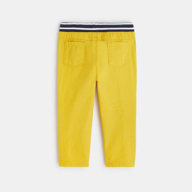 Pantalon modulable coton micro-chevrons jaune bébé garçon Jaune