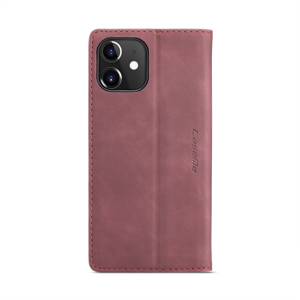 iPhone 12 / iPhone 12 Pro Leder Tasche Flip Wallet Etui mit Kartenfächern - Rot