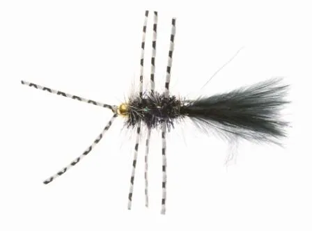 Unique Flies Gold Bead Crystal B. Rubber Leg Black #8
