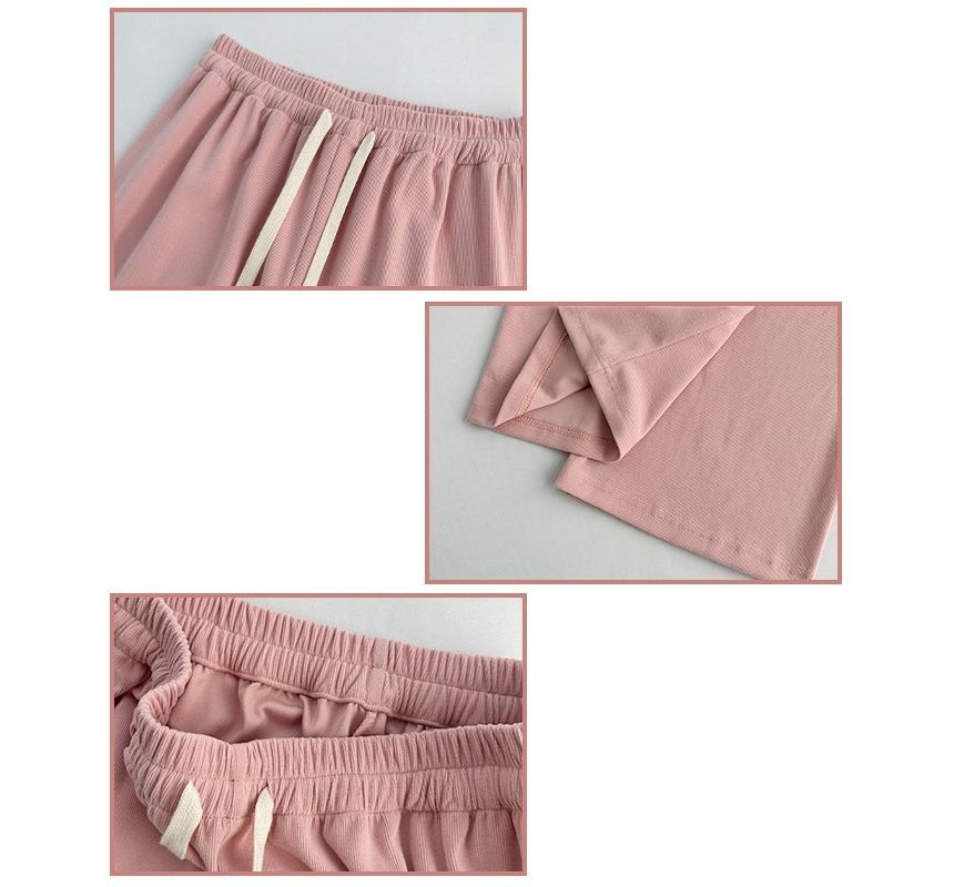 evanesce - Hartlogo Hoge taille Trekkoord Effen Wijde Pijpen Joggingbroek