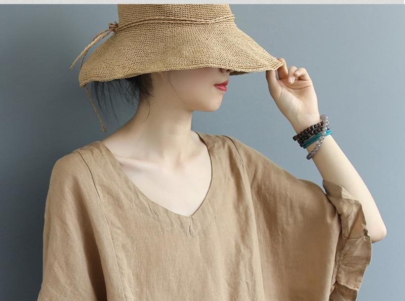 ZIMO - Set: Blouse met V-hals, elleboogmouwen en ruches + Shorts met elastische taille