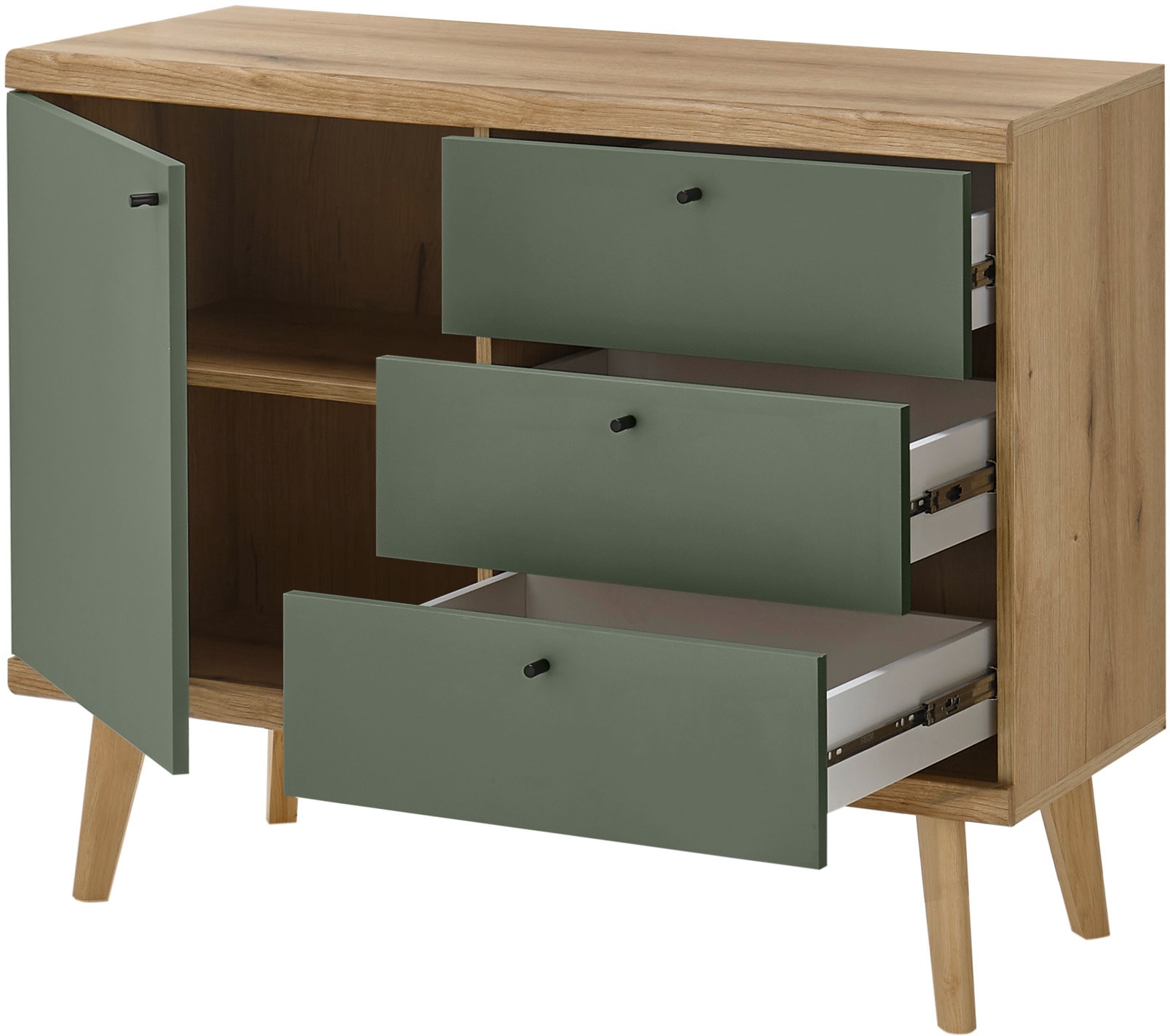 INOSIGN Sideboard »MAVAS« in moderner Trendfarbe, Griffe aus Metall (Schwarz), Breite 107 cm