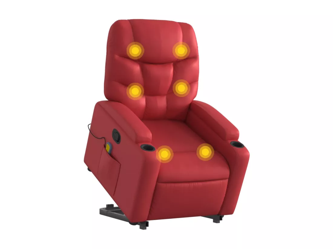 Fauteuil inclinable massant Rouge Similicuir