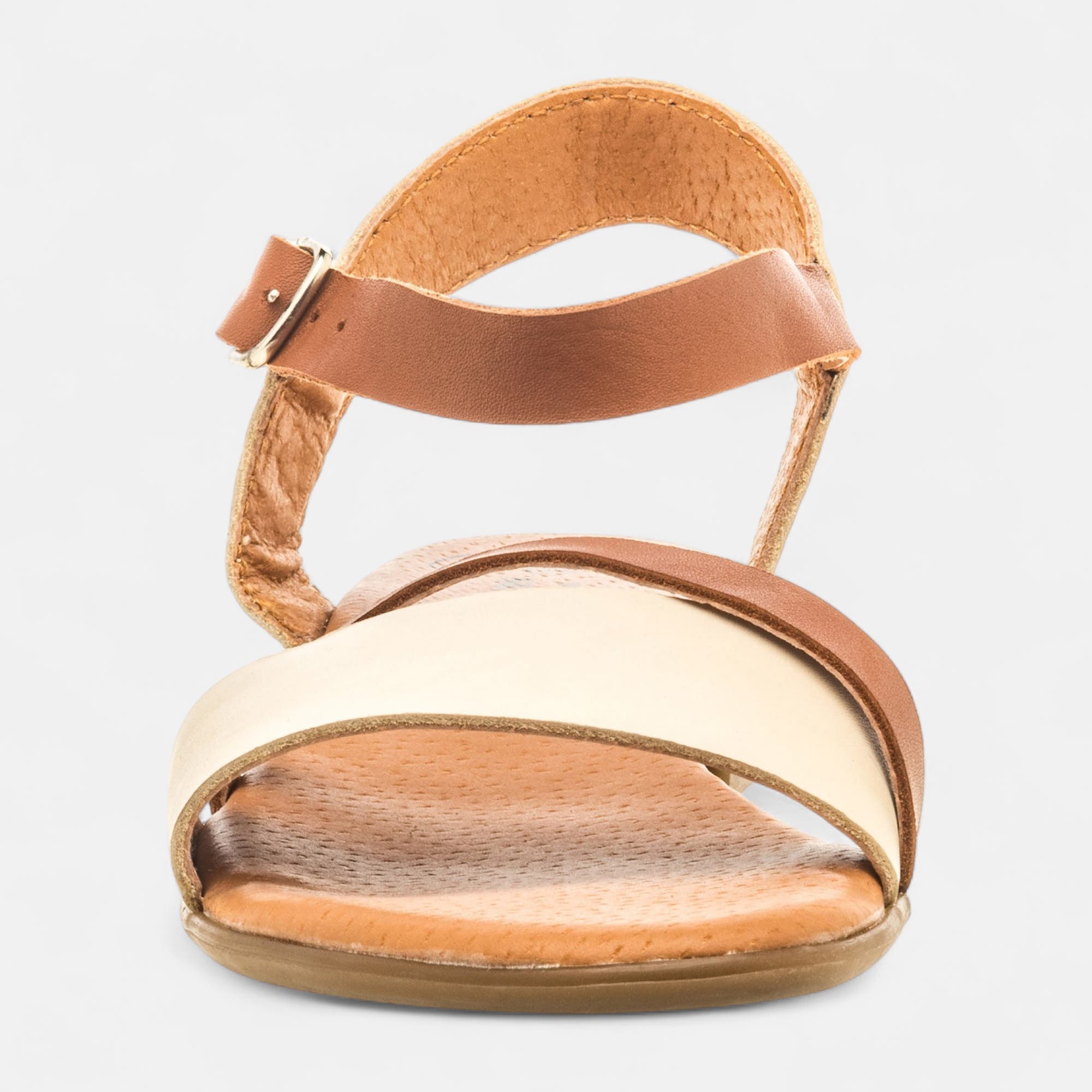 Nu-pieds Femme en cuir beige