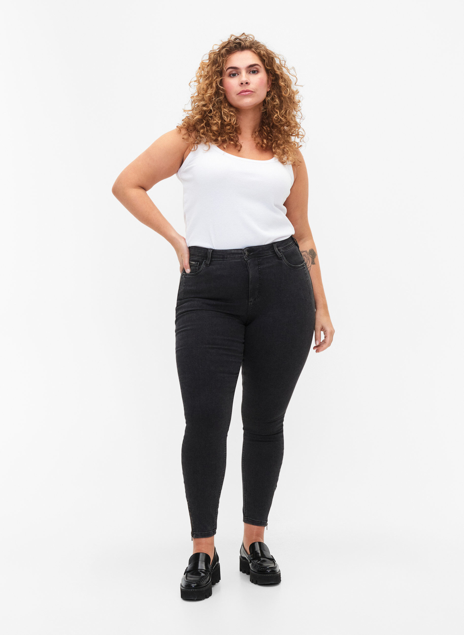Cropped Amy jeans med lynlås