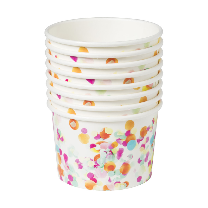 Papieren snackbakjes - confetti -set van 8