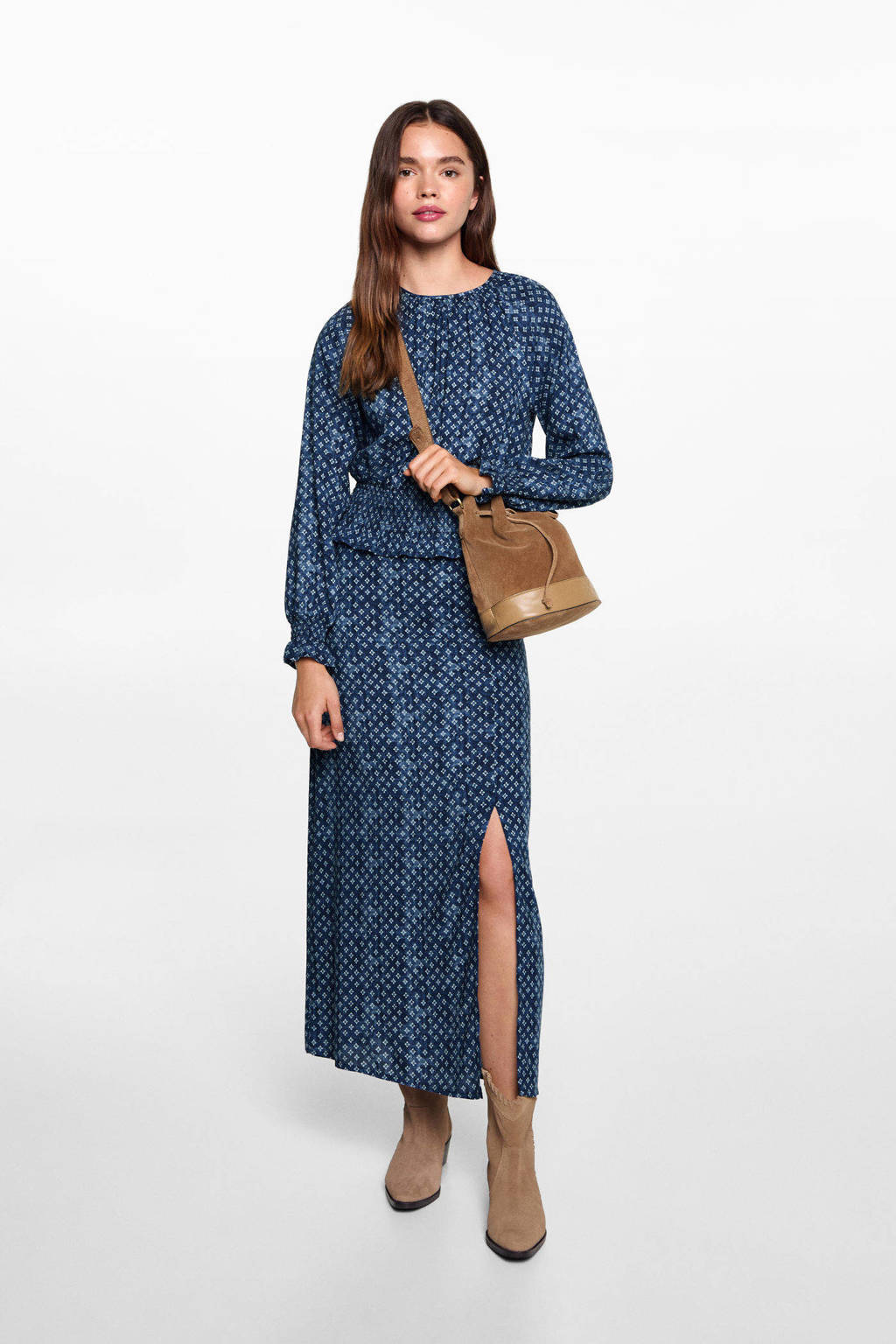 MANGO TEEN maxi rok blauw