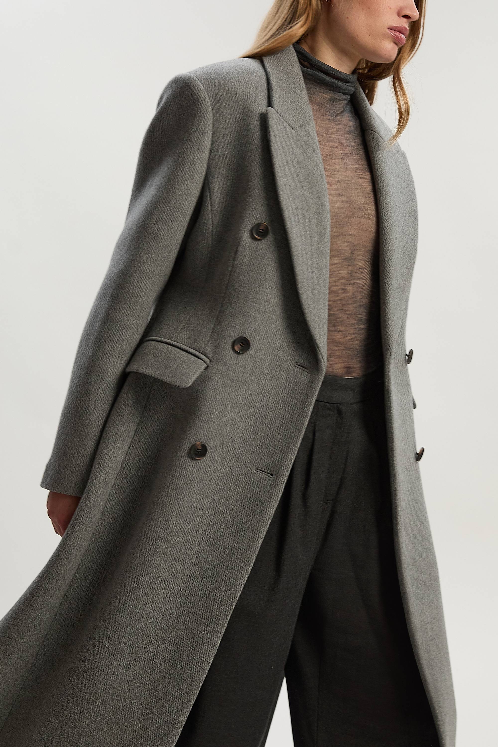 KarenMillen Manteau Maxi Cintré en Laine Double Boutonnage