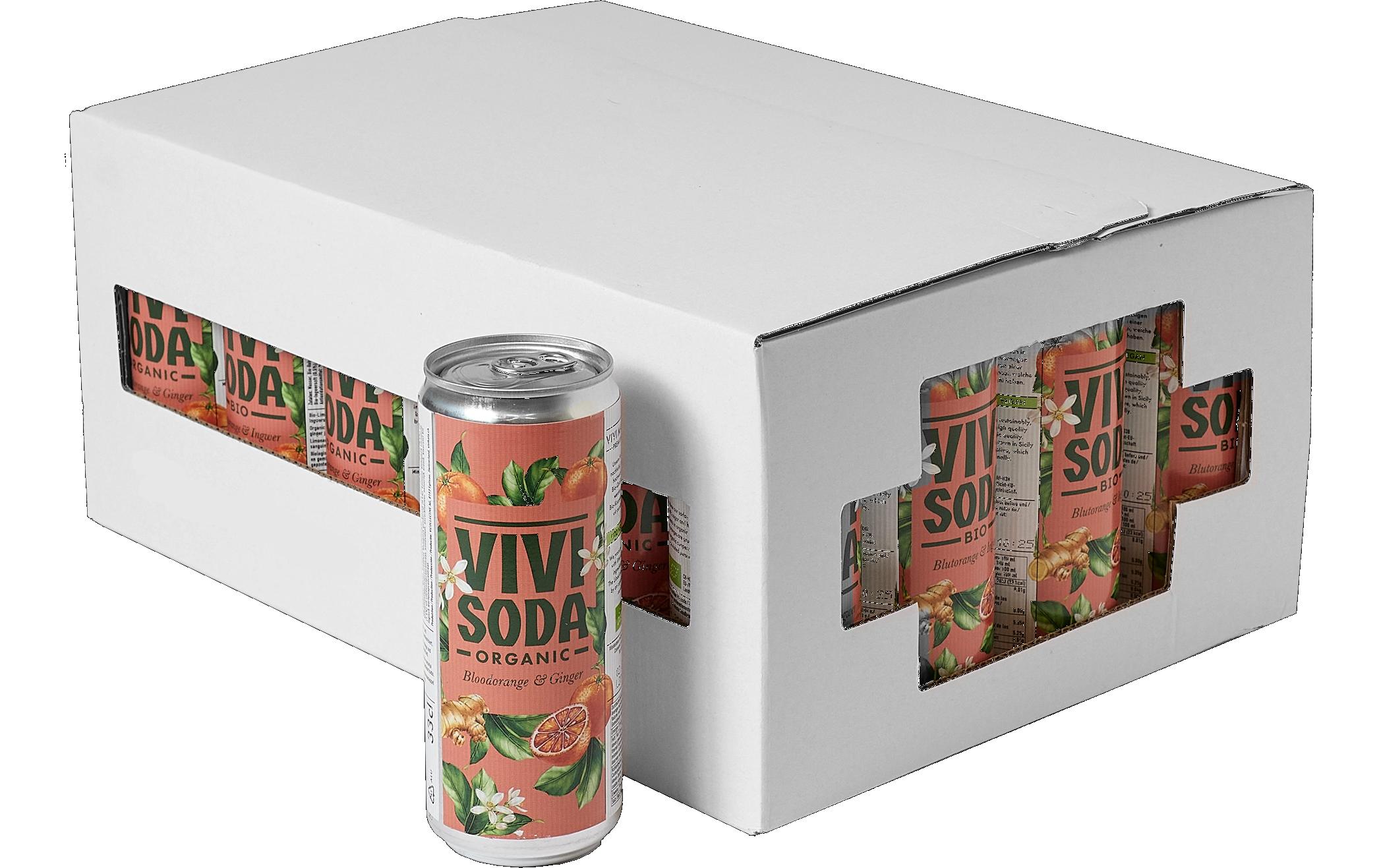 Soft-Drinks Vivi Soda Bio Blutorange und Ingwer 24 x 0.33 lSchweizer Bio Soda