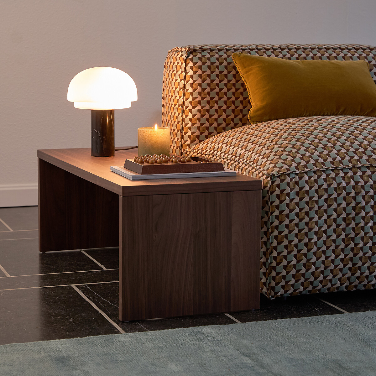 LA REDOUTE INTERIEURS<br>Candeeiro de mesa em opalino e mármore H27.5, Agathilda