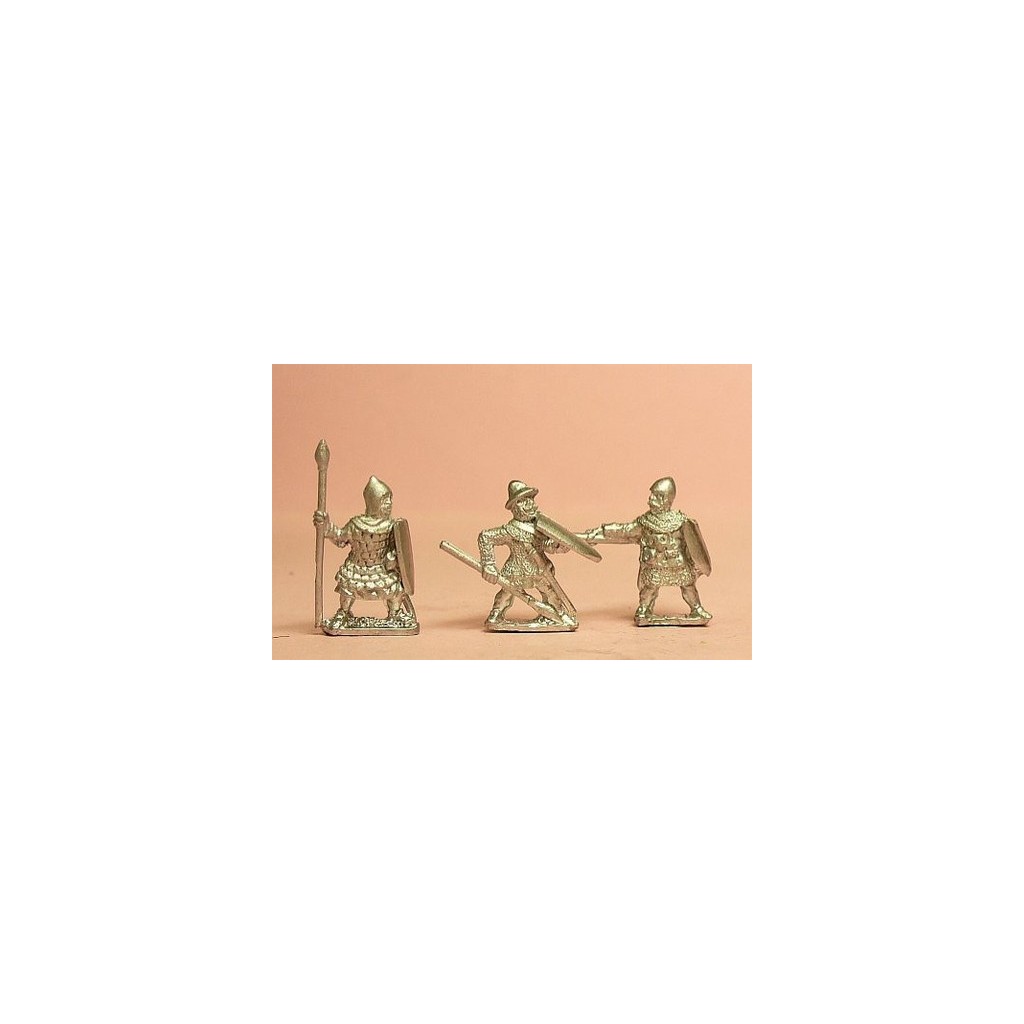 Heavy Spearmen, various dress, assorted shields