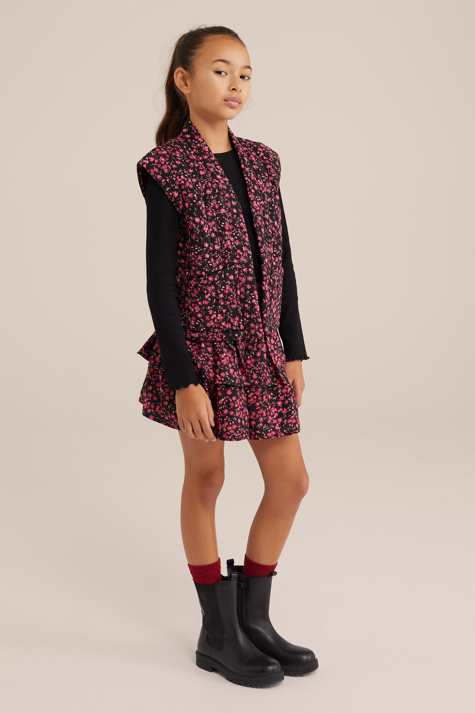 Meisjes rok met dessin WE Fashion Felroze