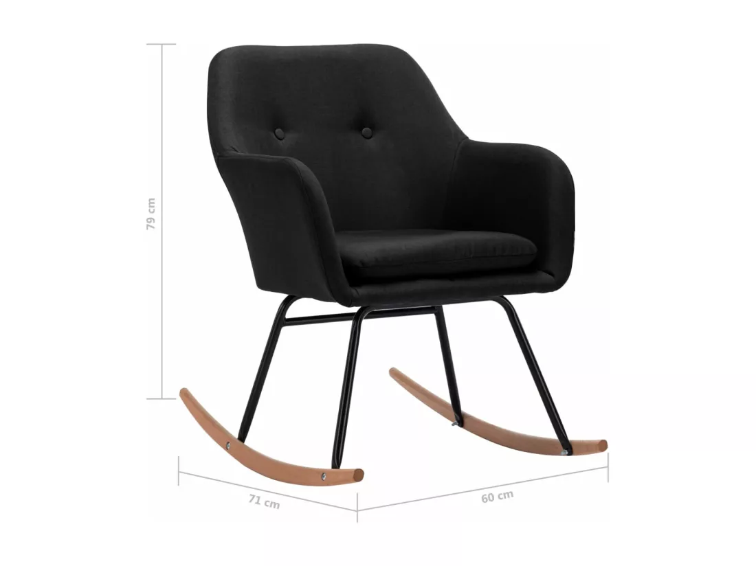 Chaise à bascule Noir Tissu