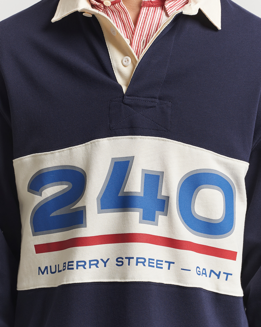 GANT 240 Mulberry Street Graphic Block Heavy Rugger Evening Blue