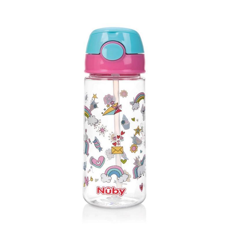 Nûby Beker Zacht Rietje Drukknop Roze 530 ml 3 jr+ 1 stuk