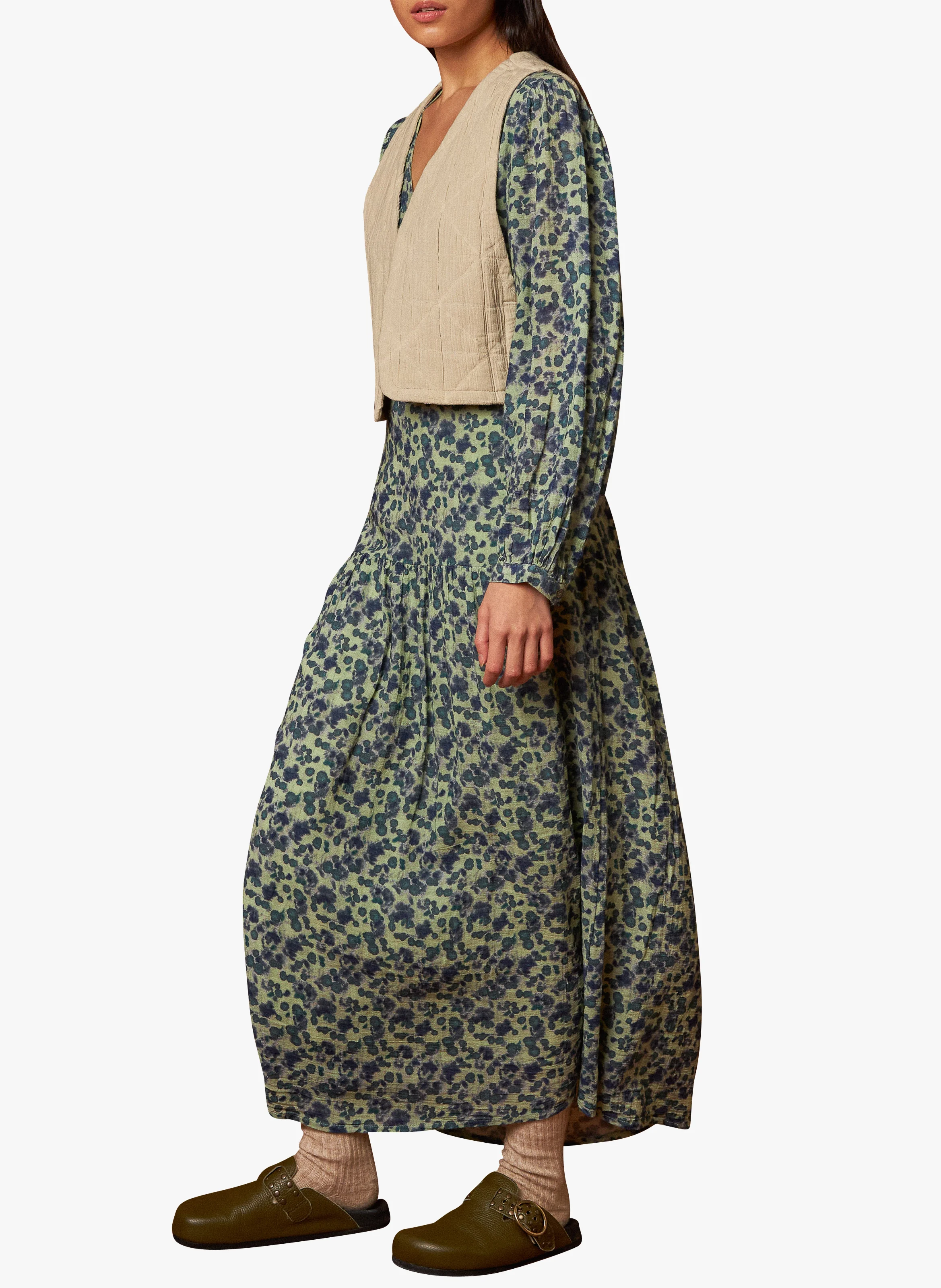 Gilet court jacquard en coton | Beige