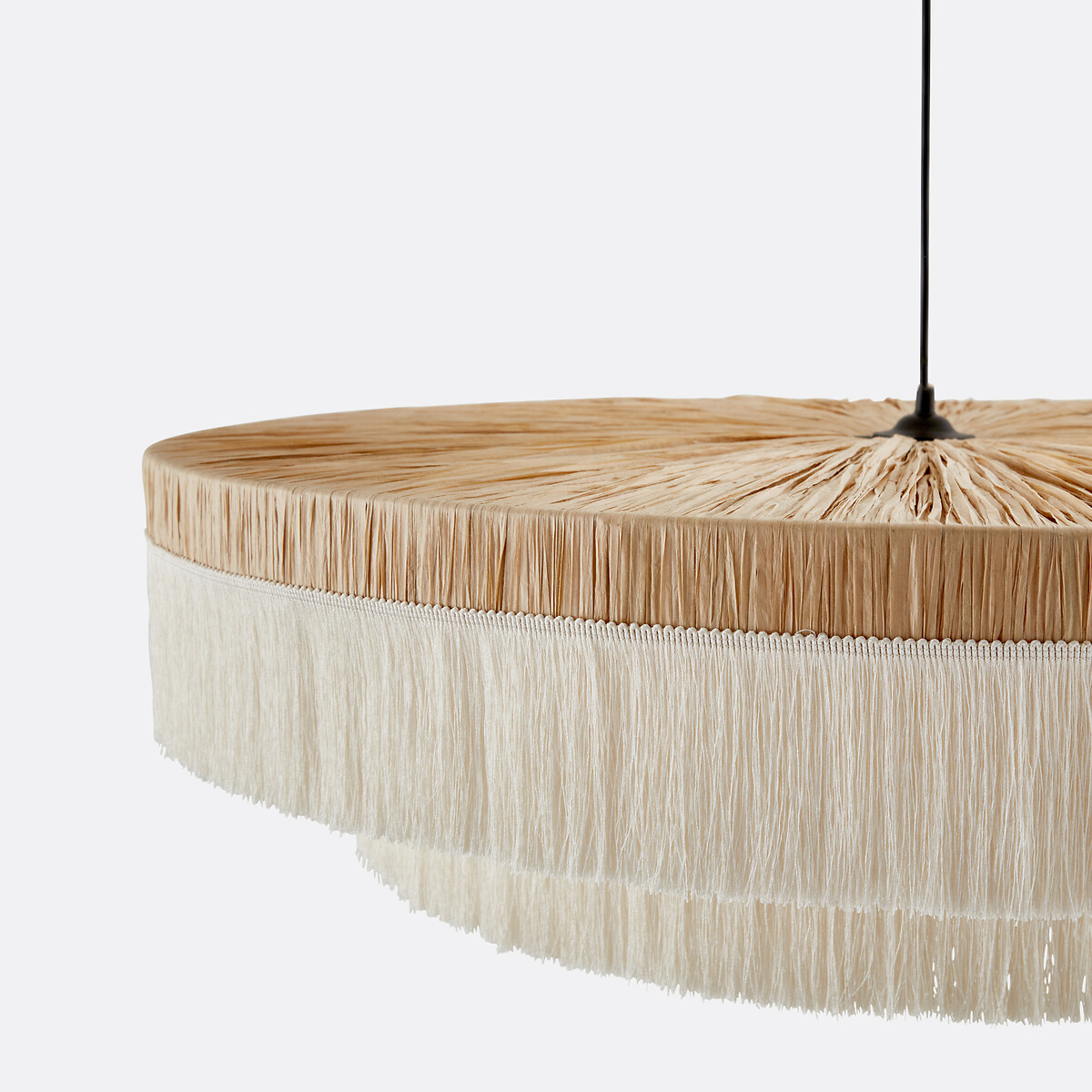 LA REDOUTE INTERIEURS<br>Candeeiro suspenso de ráfia com franjas Ø86 cm, Kavi.